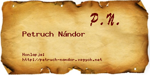 Petruch Nándor névjegykártya